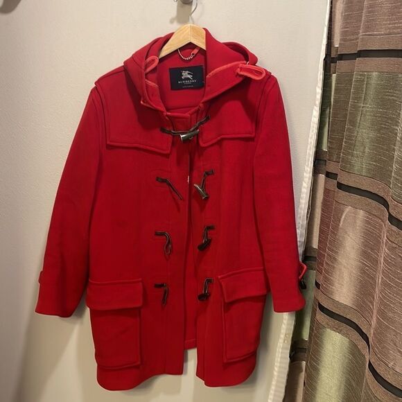 BURBERRY woman’s red wool long trench coat - Picture 2 of 16